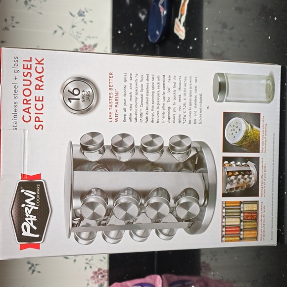 HOST PICK. NIB. Parini 16 Peice Spice Jars & Carousel - Picture 3 of 4